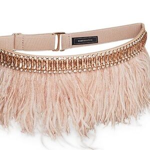 BCBGMAXAZRIA ostrich feather trim belt